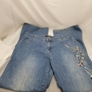 Angfu Women's Plus Sz Embroidered Boot Cut Jeans